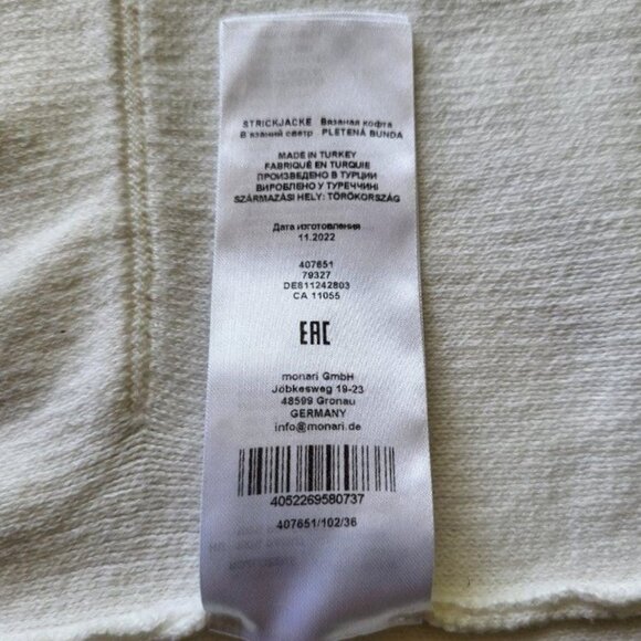 Monari medium long knitted sweater coat with lettering - Good Vibes - Picture 12 of 12